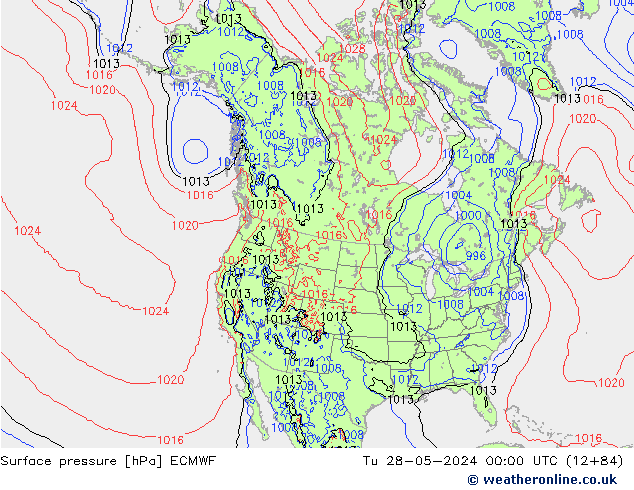 Atmosférický tlak ECMWF Út 28.05.2024 00 UTC