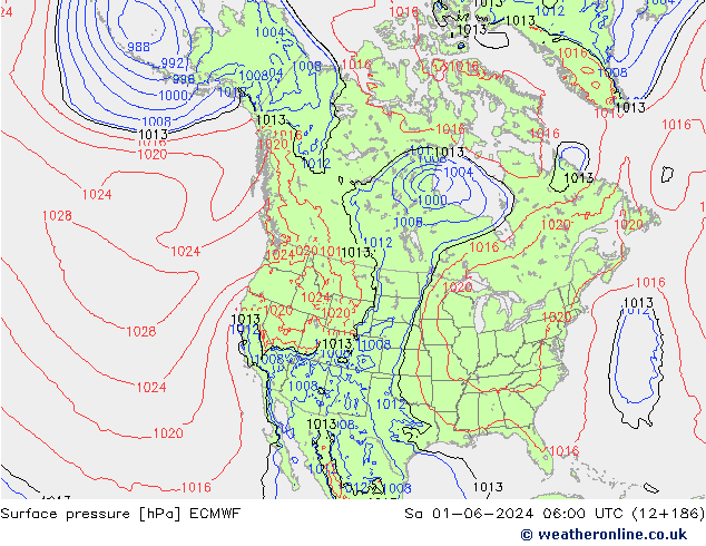 Bodendruck ECMWF Sa 01.06.2024 06 UTC