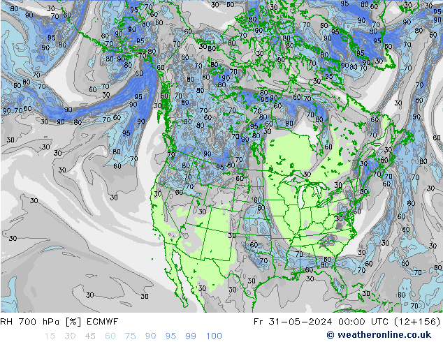 RH 700 hPa ECMWF Fr 31.05.2024 00 UTC