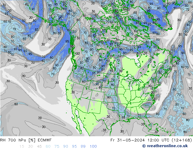 RH 700 hPa ECMWF pt. 31.05.2024 12 UTC