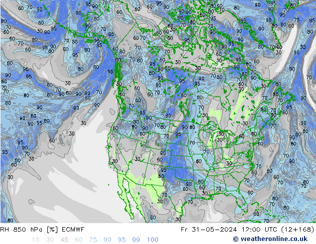 850 hPa Nispi Nem ECMWF Cu 31.05.2024 12 UTC