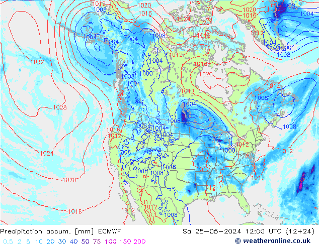 Nied. akkumuliert ECMWF Sa 25.05.2024 12 UTC