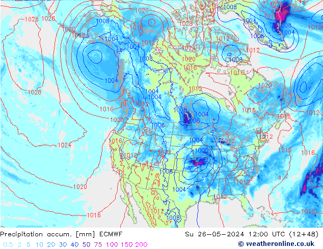 Precipitation accum. ECMWF Dom 26.05.2024 12 UTC