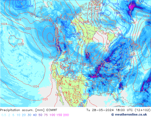 Precipitation accum. ECMWF Tu 28.05.2024 18 UTC