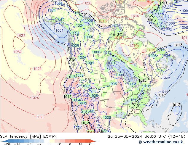 SLP tendency ECMWF Sáb 25.05.2024 06 UTC