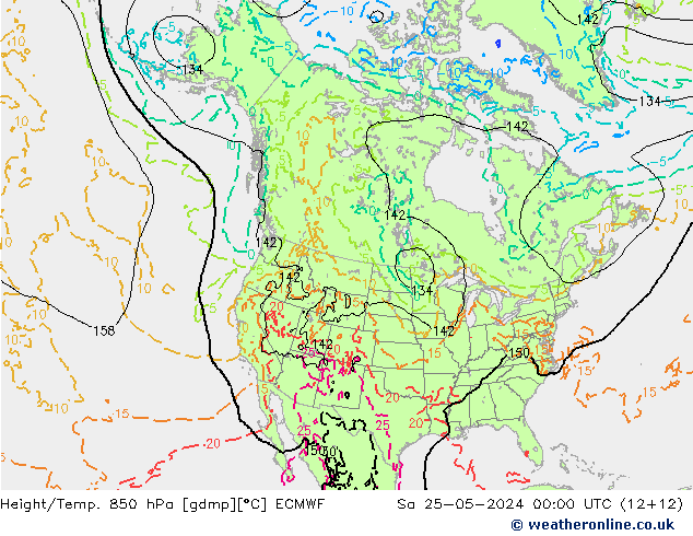 Z500/Rain (+SLP)/Z850 ECMWF Sa 25.05.2024 00 UTC