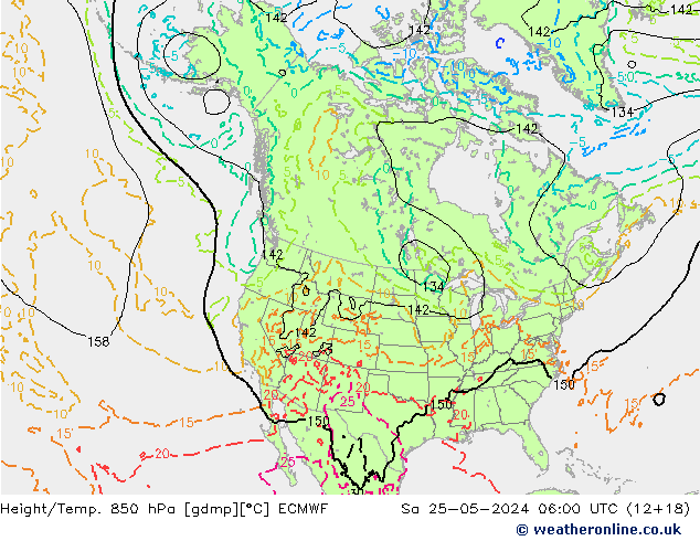 Z500/Rain (+SLP)/Z850 ECMWF сб 25.05.2024 06 UTC