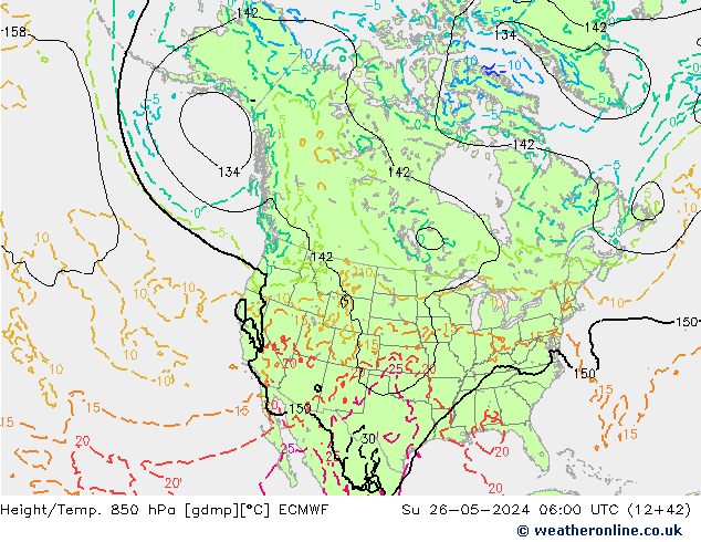 Z500/Rain (+SLP)/Z850 ECMWF Вс 26.05.2024 06 UTC