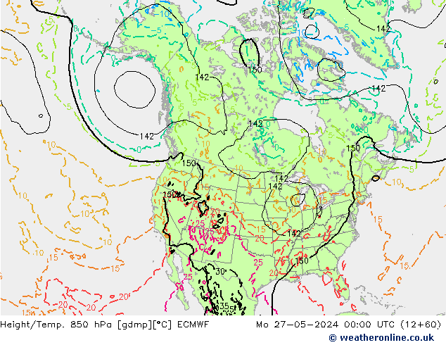 Z500/Rain (+SLP)/Z850 ECMWF Po 27.05.2024 00 UTC