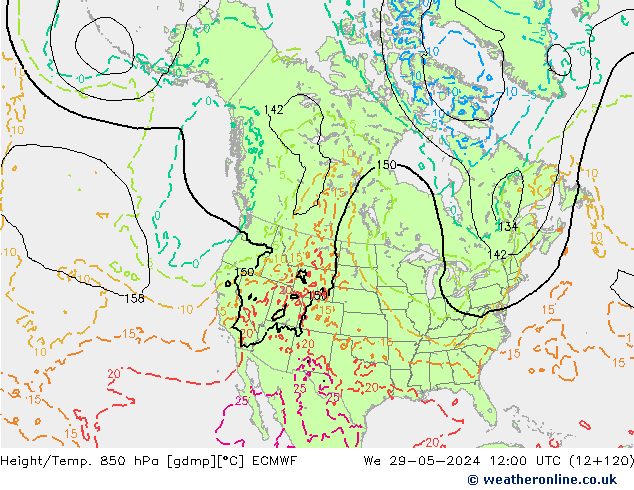 Z500/Rain (+SLP)/Z850 ECMWF We 29.05.2024 12 UTC