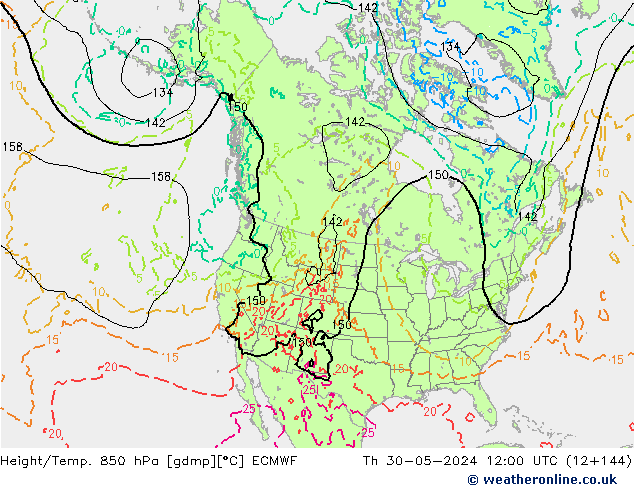 Z500/Rain (+SLP)/Z850 ECMWF Qui 30.05.2024 12 UTC