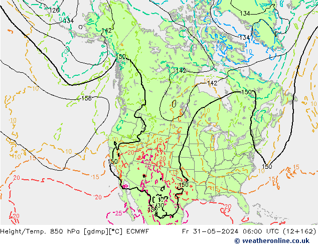 Z500/Rain (+SLP)/Z850 ECMWF ven 31.05.2024 06 UTC