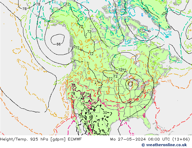 Height/Temp. 925 hPa ECMWF Mo 27.05.2024 06 UTC