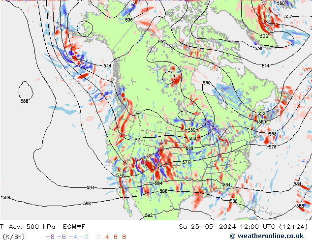 T-Adv. 500 hPa ECMWF Sa 25.05.2024 12 UTC