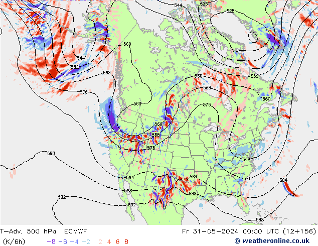 T-Adv. 500 hPa ECMWF Pá 31.05.2024 00 UTC