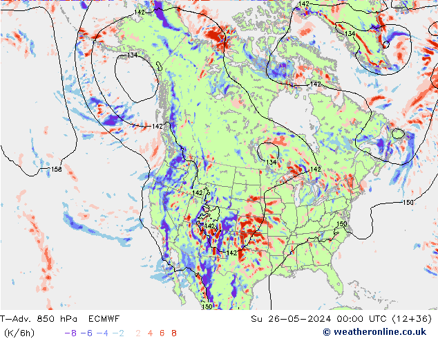 T-Adv. 850 hPa ECMWF nie. 26.05.2024 00 UTC