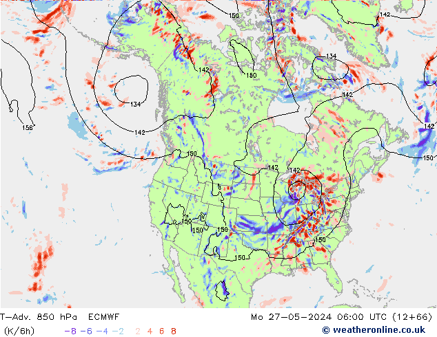 T-Adv. 850 hPa ECMWF Pzt 27.05.2024 06 UTC