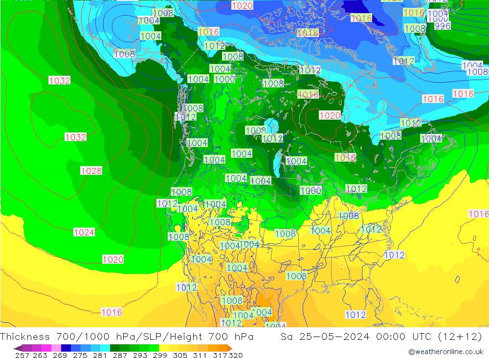 Thck 700-1000 hPa ECMWF Sa 25.05.2024 00 UTC