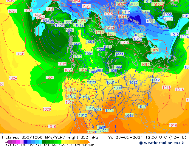 Thck 850-1000 hPa ECMWF  26.05.2024 12 UTC