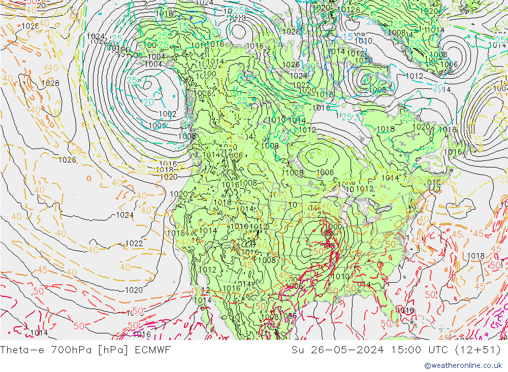 Theta-e 700гПа ECMWF Вс 26.05.2024 15 UTC