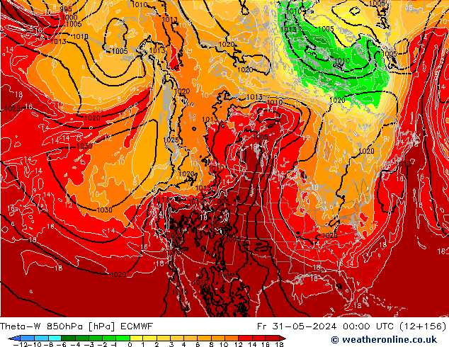 Theta-W 850hPa ECMWF Fr 31.05.2024 00 UTC