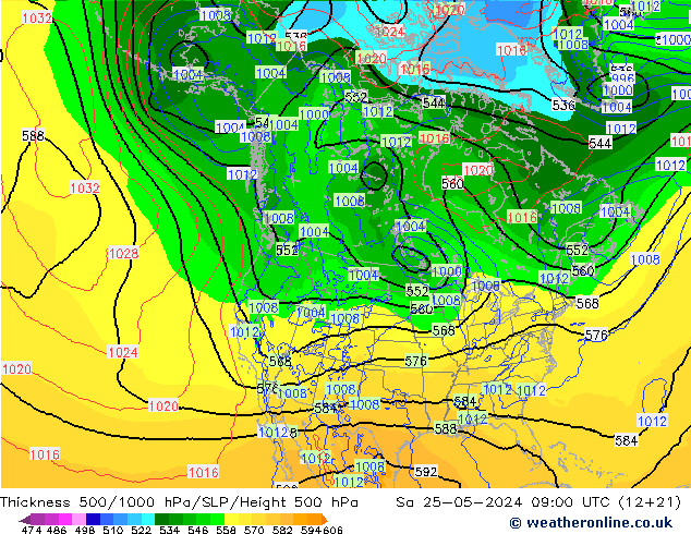 Thck 500-1000hPa ECMWF 星期六 25.05.2024 09 UTC