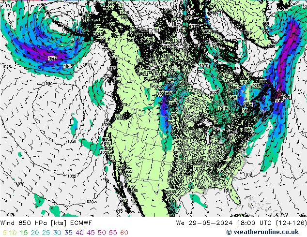 Rüzgar 850 hPa ECMWF Çar 29.05.2024 18 UTC