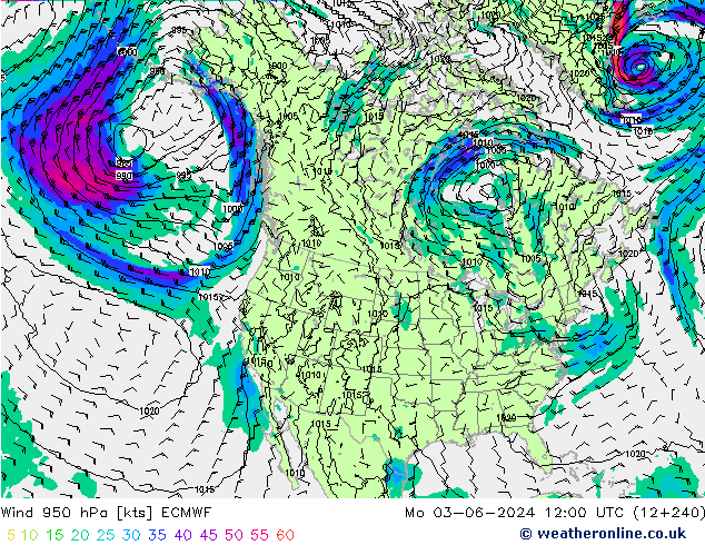 Wind 950 hPa ECMWF Mo 03.06.2024 12 UTC