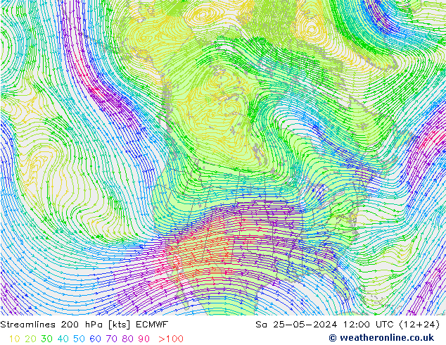 ветер 200 гПа ECMWF сб 25.05.2024 12 UTC