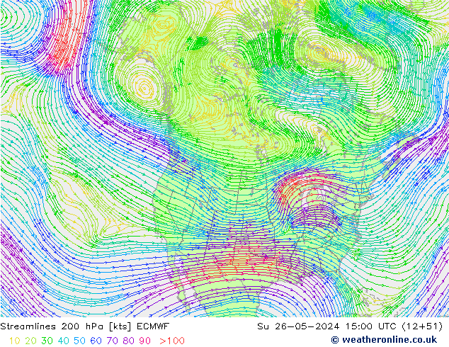 ветер 200 гПа ECMWF Вс 26.05.2024 15 UTC