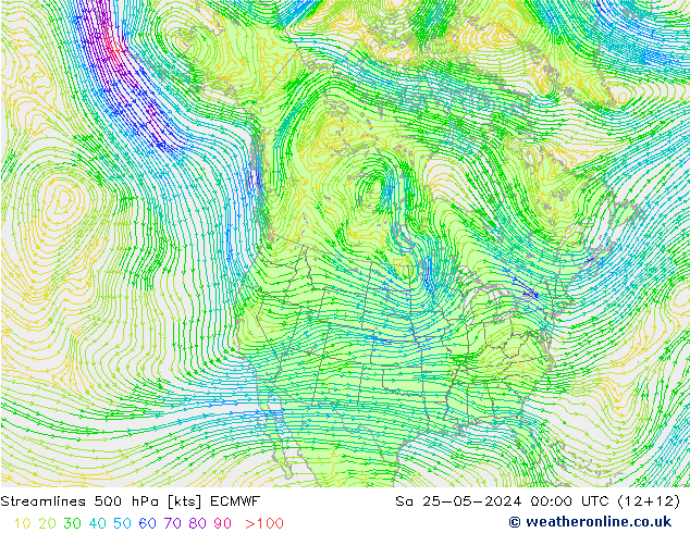 Streamlines 500 hPa ECMWF Sa 25.05.2024 00 UTC