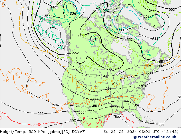 Z500/Rain (+SLP)/Z850 ECMWF Вс 26.05.2024 06 UTC