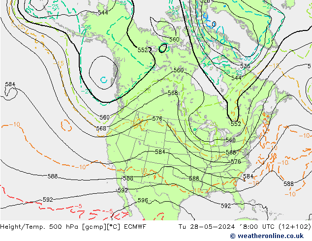 Z500/Rain (+SLP)/Z850 ECMWF Di 28.05.2024 18 UTC