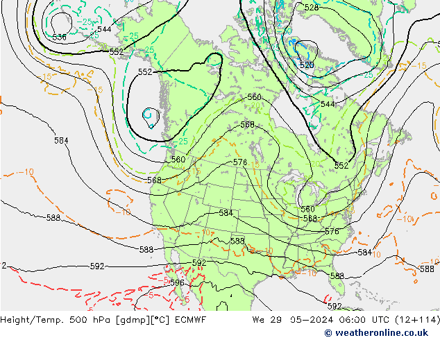 Z500/Rain (+SLP)/Z850 ECMWF Qua 29.05.2024 06 UTC