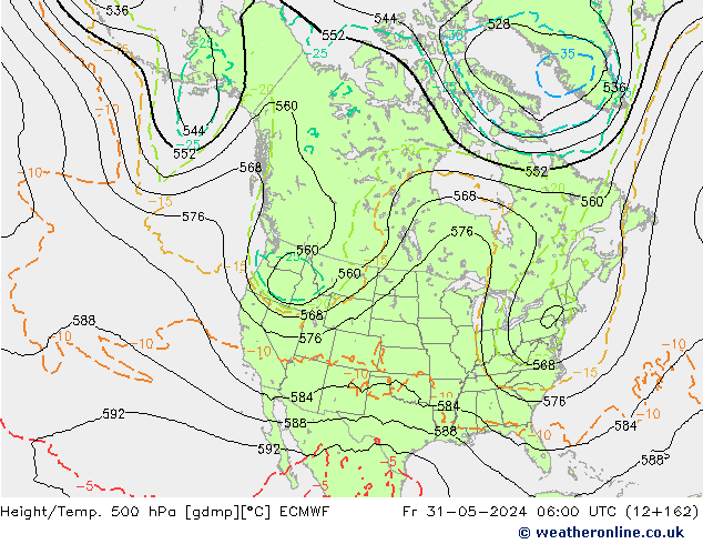 Z500/Rain (+SLP)/Z850 ECMWF ven 31.05.2024 06 UTC