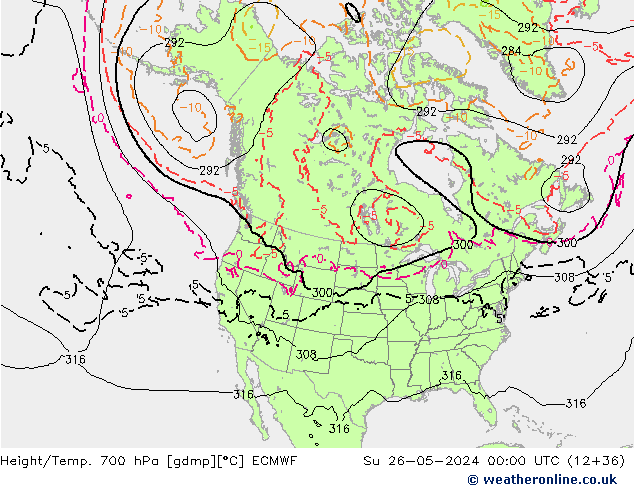 Hoogte/Temp. 700 hPa ECMWF zo 26.05.2024 00 UTC