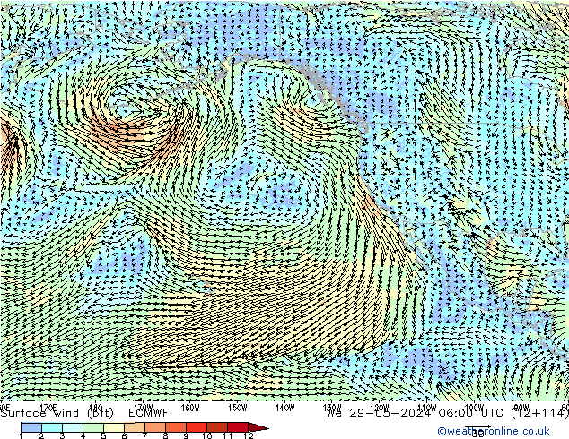 Surface wind (bft) ECMWF We 29.05.2024 06 UTC