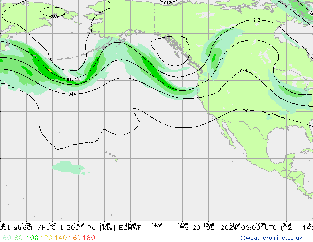 Jet stream/Height 300 hPa ECMWF We 29.05.2024 06 UTC