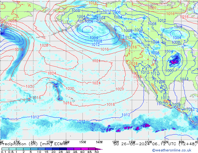 Z500/Regen(+SLP)/Z850 ECMWF zo 26.05.2024 12 UTC