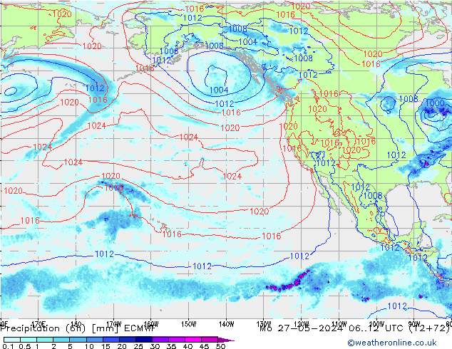 Z500/Rain (+SLP)/Z850 ECMWF lun 27.05.2024 12 UTC