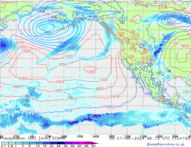 Z500/Rain (+SLP)/Z850 ECMWF Sa 01.06.2024 12 UTC