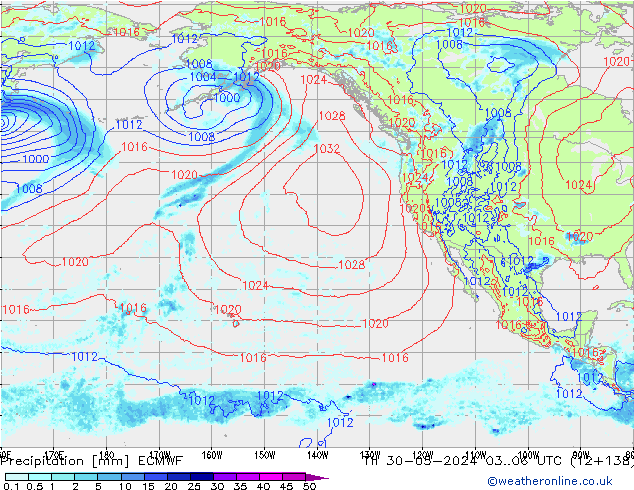 Srážky ECMWF Čt 30.05.2024 06 UTC