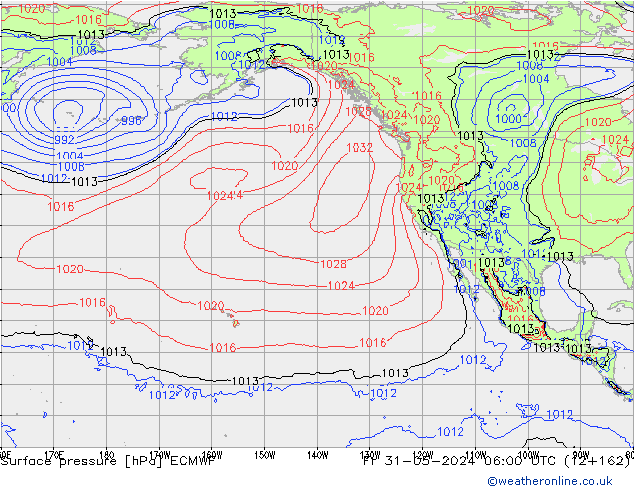 Atmosférický tlak ECMWF Pá 31.05.2024 06 UTC