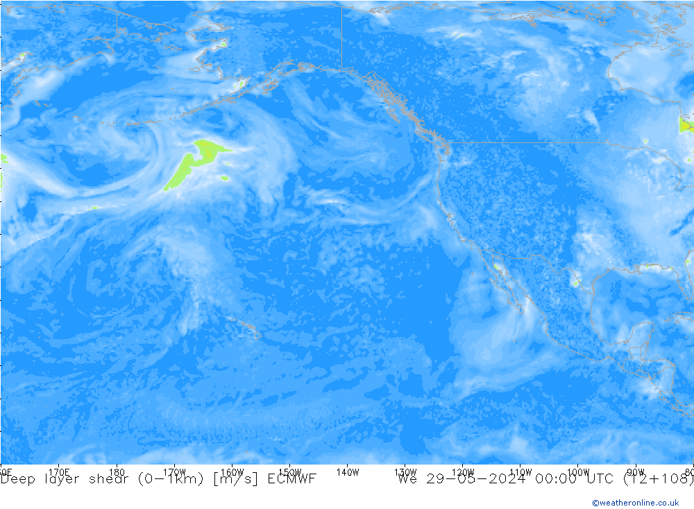 Deep layer shear (0-1km) ECMWF We 29.05.2024 00 UTC