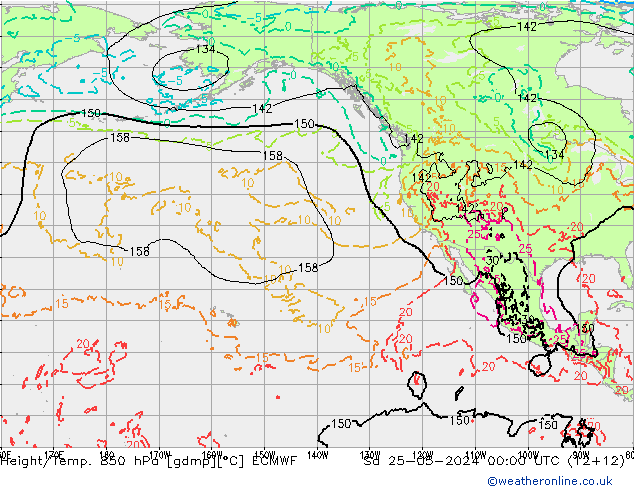 Z500/Rain (+SLP)/Z850 ECMWF Sa 25.05.2024 00 UTC