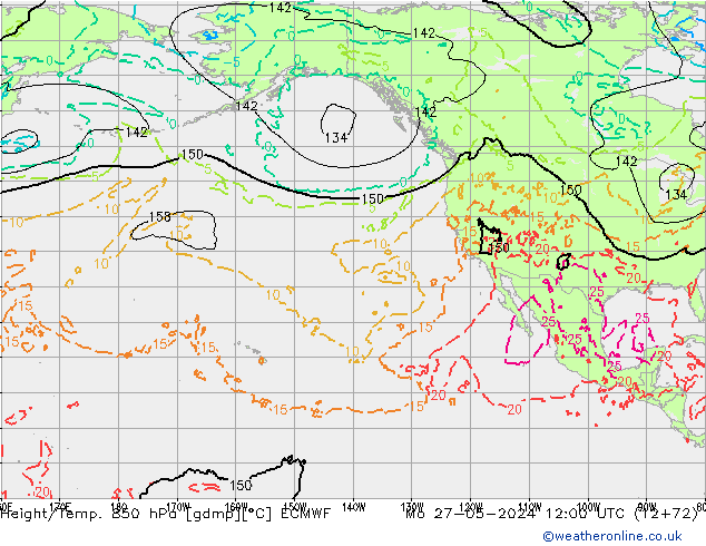 Z500/Rain (+SLP)/Z850 ECMWF Seg 27.05.2024 12 UTC