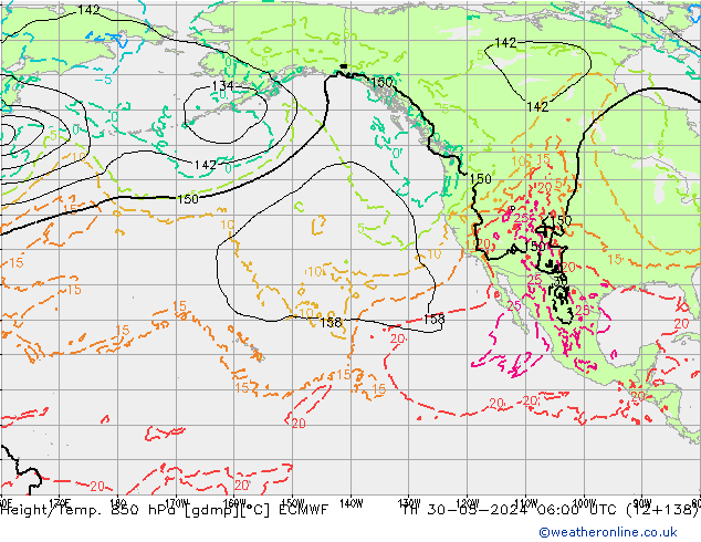 Height/Temp. 850 гПа ECMWF чт 30.05.2024 06 UTC