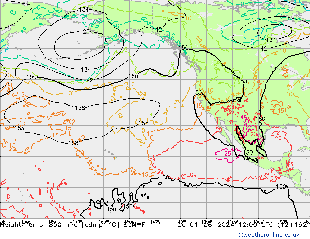 Z500/Rain (+SLP)/Z850 ECMWF Sa 01.06.2024 12 UTC