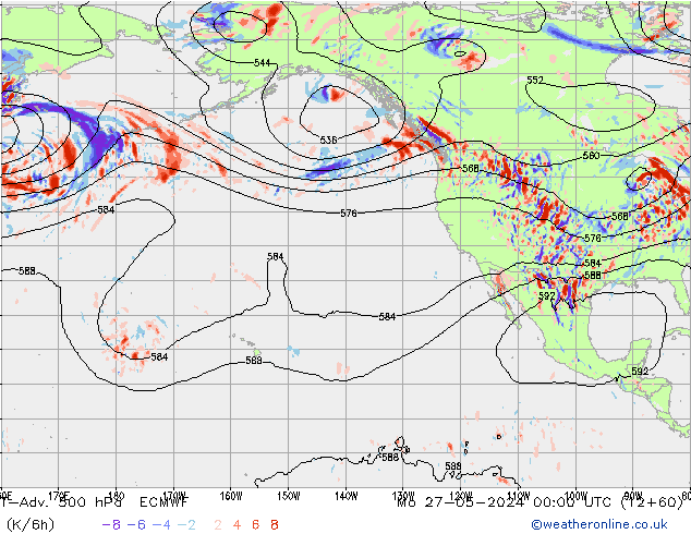 T-Adv. 500 hPa ECMWF lun 27.05.2024 00 UTC