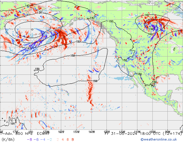 T-Adv. 850 hPa ECMWF ven 31.05.2024 18 UTC